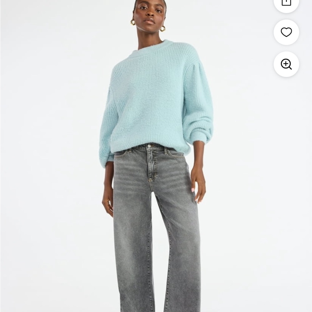 Scoop Teal Cozy Knit Crewneck Oversized Lightweight Sweater - Picture 3 of 9